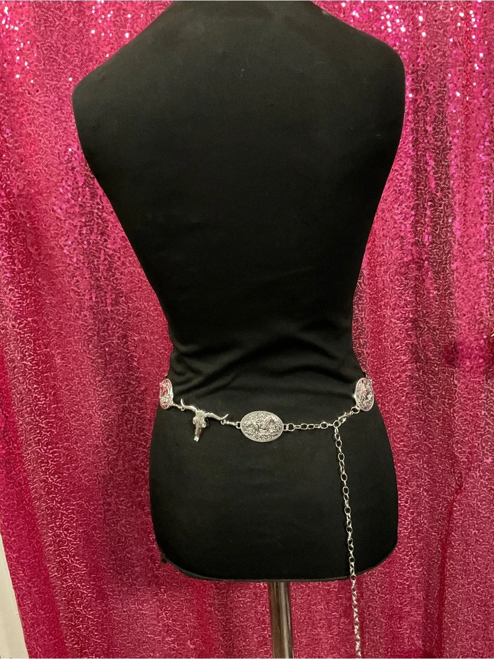 Silver Coin & Charm Chain Hip Belt - Women Accessories
